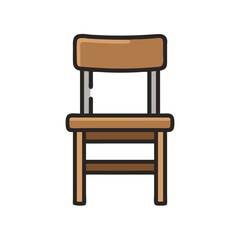Simple brown wooden chair vector icon illustration art