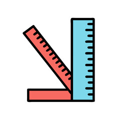 Colorful set square illustration, right angle concept on black