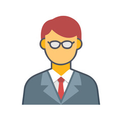 Icon illustration of a man wearing a suit and tie