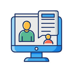 Online Video Conferencing, Virtual Meeting, Remote Communication Icon