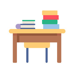 Study Desk With Books Vector Illustration Icon Design