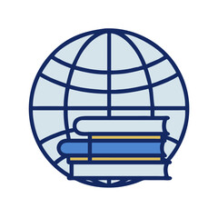 Global Education: Books and Globe Icon Illustration