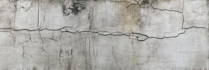 Aged, weathered concrete wall with deep cracks
