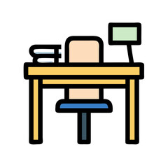 Colorful Minimalist Desk Setup Vector Illustration Isolated