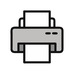 Modern gray printer icon on a black background