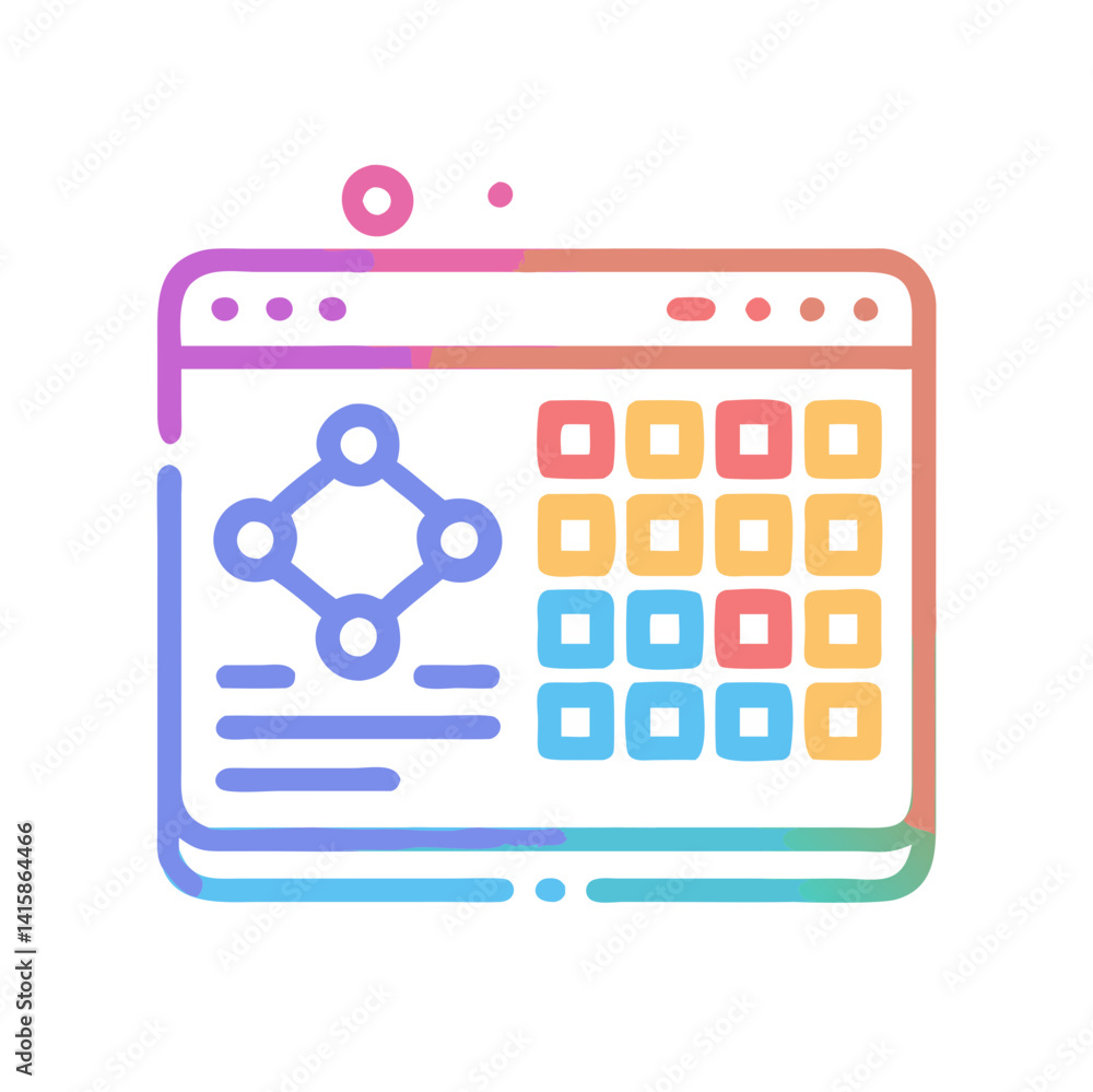 Poster colorful application interface ui design with graph visualization