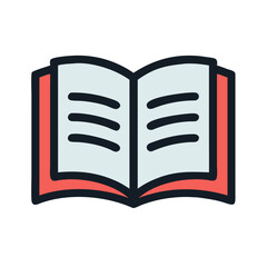 Open book icon for education, reading, library