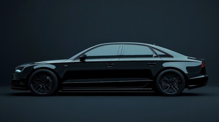 Black modern car on black background