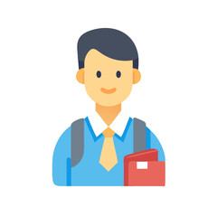 Illustration of a Student with Backpack and Book