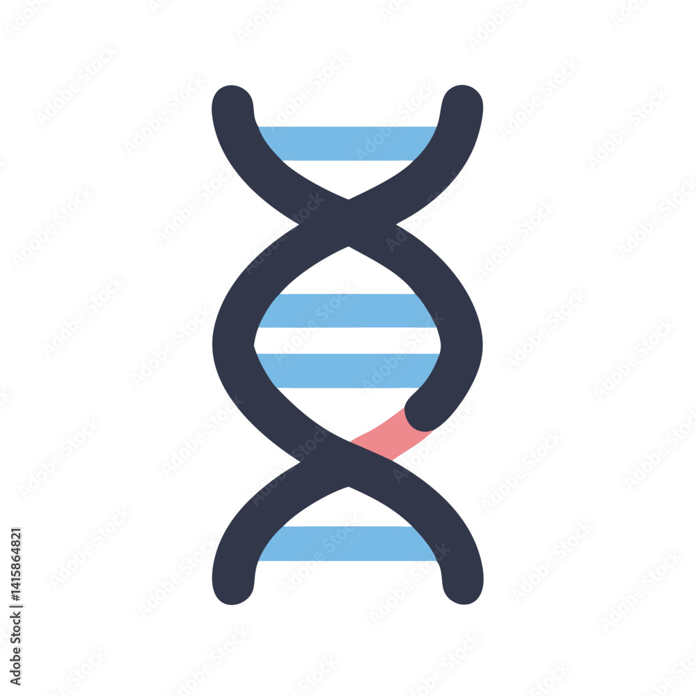 Poster dna strand showing mutation on black background vector