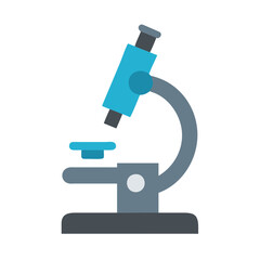 Blue flat microscope icon vector on black background