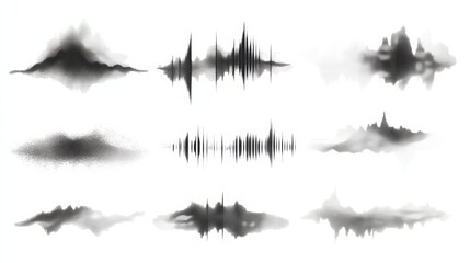 Black sound waves. Abstract music wave, radio signal frequency and digital voice visualisation. 