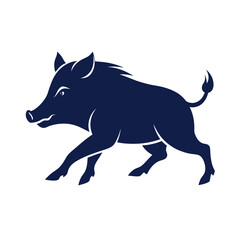 Wild Boar Silhouette Running Side View Animal Illustration