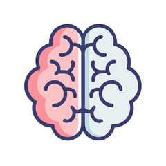 Brain illustration, halves of intellect, cognitive function concept