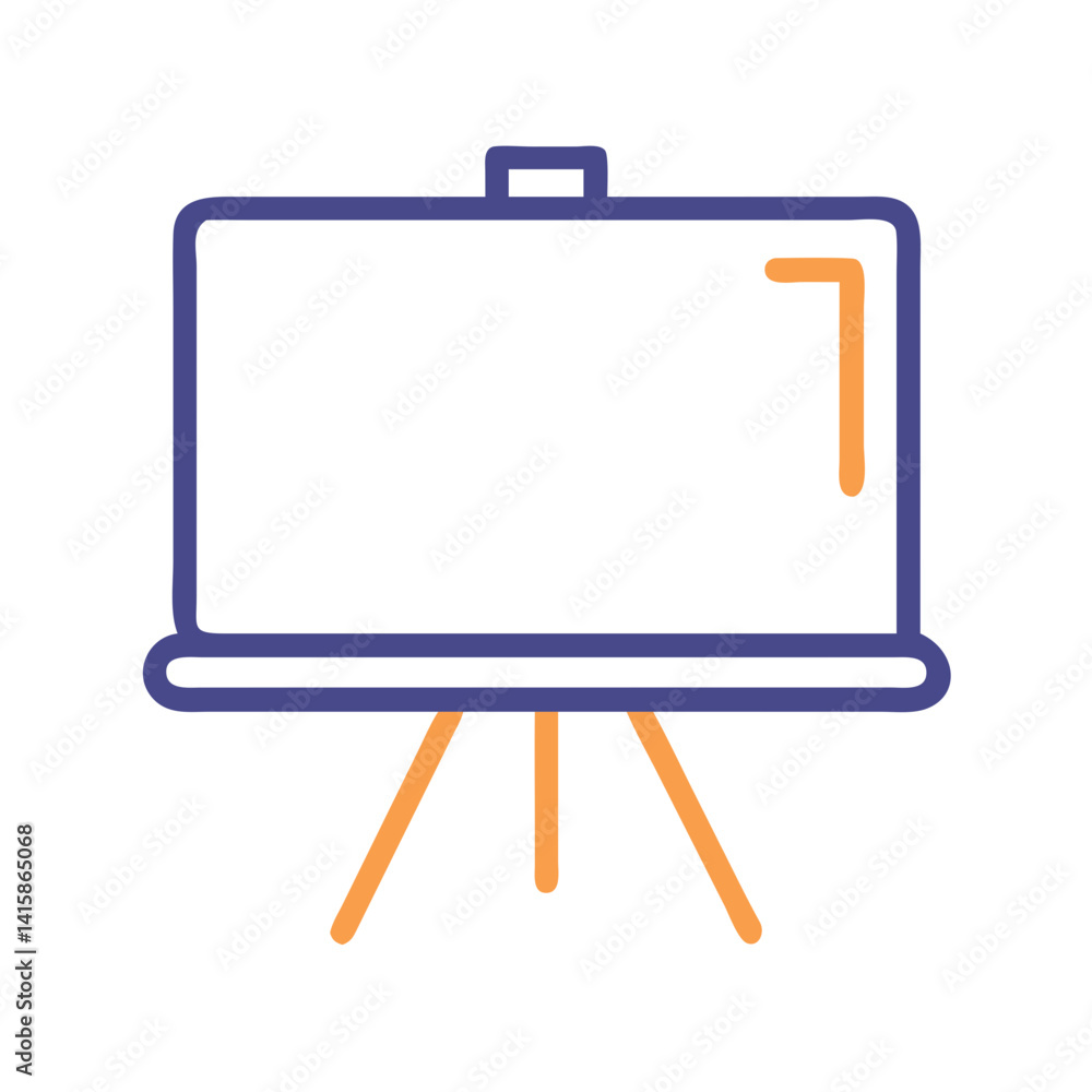 Poster presentation board icon with simple lines on black