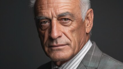 Obraz premium Serious Older Businessman in Tie with Confident Expression