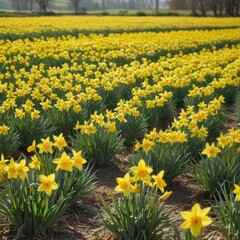 Obraz premium field of daffodils, field of yellow daffodils, field of yellow tulips