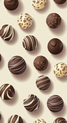 Fototapeta premium Assorted Chocolate Truffles Overhead - Gourmet Dessert Confections Sweet Treats