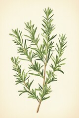 Fototapeta premium Rosemary Herb Sprig Botanical Illustration Close-Up