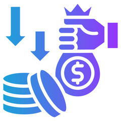 Cost Reduction glyph gradient icon