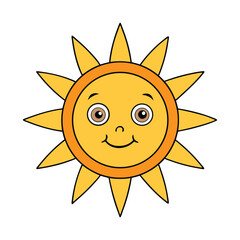 Smiling Cartoon Sun Illustration with Bright Rays and Happy Expression