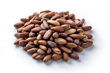 Obraz premium Pile of cocoa beans seeds isolated on white background