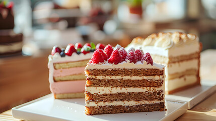 A cozy cafe offering calorie-conscious desserts made with sustainable fats and fresh ingredients healthy lifestyle, vibrant flavors.