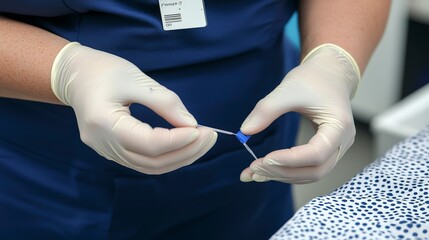 Healthcare Professional Preparing Sample for Bowel Cancer Screening