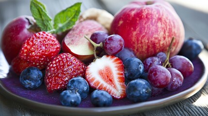 Healthy Fiber-Rich Meal on Plate for Colon Health with Fruits