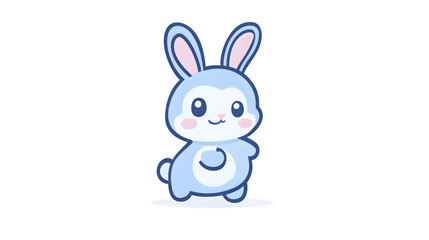 Adorable Cartoon Rabbit with Blue and White Design Perfect for Kids Greeting Cards and Child