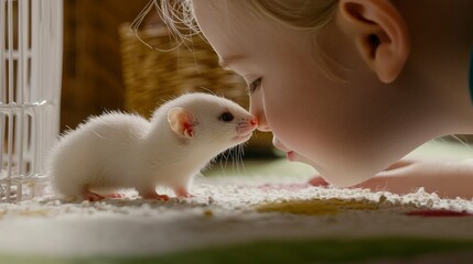 Heartwarming Moment Between Child and Newly Adopted Ferret