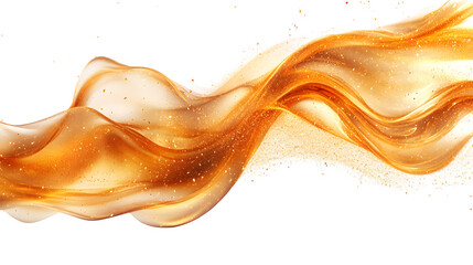 Fototapeta premium abstract flowing golden shimmer wave design, isolated on white background