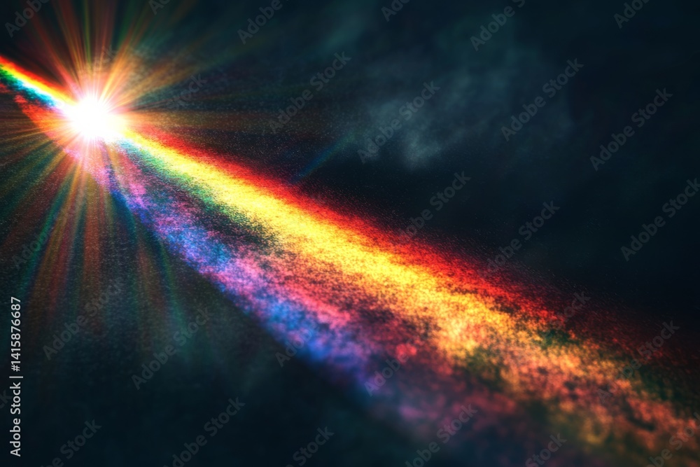 Poster Mesmerizing Prism Bending Light Into a Spectrum of Colors Against a Dark Backdrop, Creating an Enchanting Visual Spectacle That Captivates the Imagination