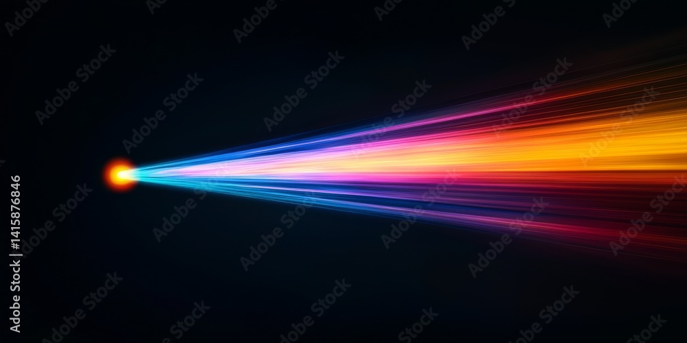 Poster vibrant multicoloured beam of light illuminating the darkness with a mesmerizing display of color an