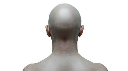bald man head model isolated on white background, high-definition, realistic look