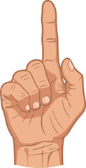 Human hand with index finger pointing up in detailed flat style isolated on white background vector illustration