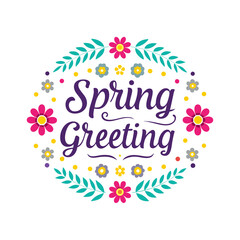 Welcome spring with frame of flowers and leaves Spring background with flowers
