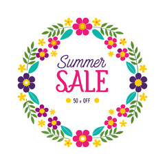 Floral summer wish card Floral summer sale background Watercolor hello summer background