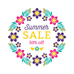 Floral summer wish card Floral summer sale background Watercolor hello summer background