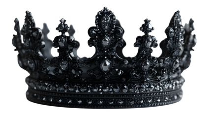 black crown silhouette with silver accents, isolated on white background