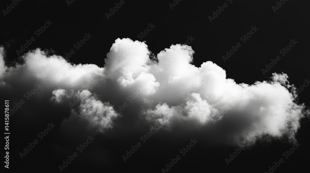 Poster puffy white clouds vividly contrast against a deep black background, creating a stunning visual of n