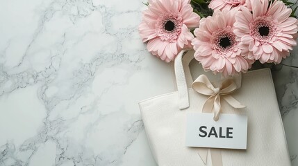 Soft elegance meets spring savings. Fresh blooms and marble vibes create the perfect scene to announce your seasonal sale in style.