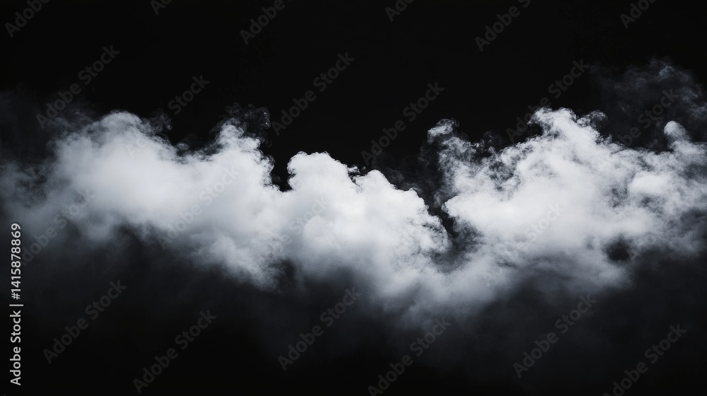 Poster dramatic clouds billowing against an endless black backdrop, creating a striking contrast and evokin