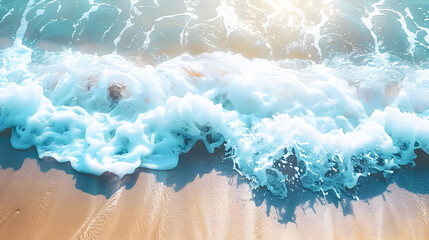 A view from above of the beautiful sea waves and beach seafoam, summer, vacation