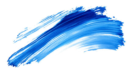 Blue watercolor or acrylic paint brush stroke on transparent background – vivid artistic splash, creative texture PNG, isolated design element
