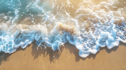 Beach and waves from top view. Turquoise water background from top view