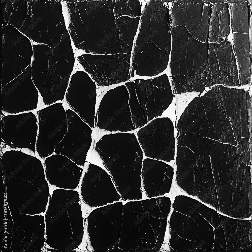 Poster explore the intricate patterns of cracked paint texture reminiscent of medieval wood panels featurin