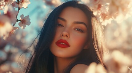 Fototapeta premium Stunning Woman in Spring Blossom