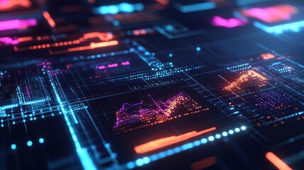 Obraz premium A decentralized finance (DeFi) marketplace, holograms displaying crypto transactions --ar 16:9 --v 6.1 Job ID: 66c91e28-2551-429c-9e08-0e2396a4f654