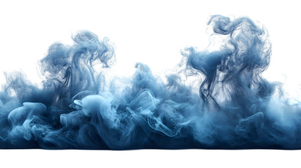 Blue smoke texture, high-definition, realistic look, isolated on white background